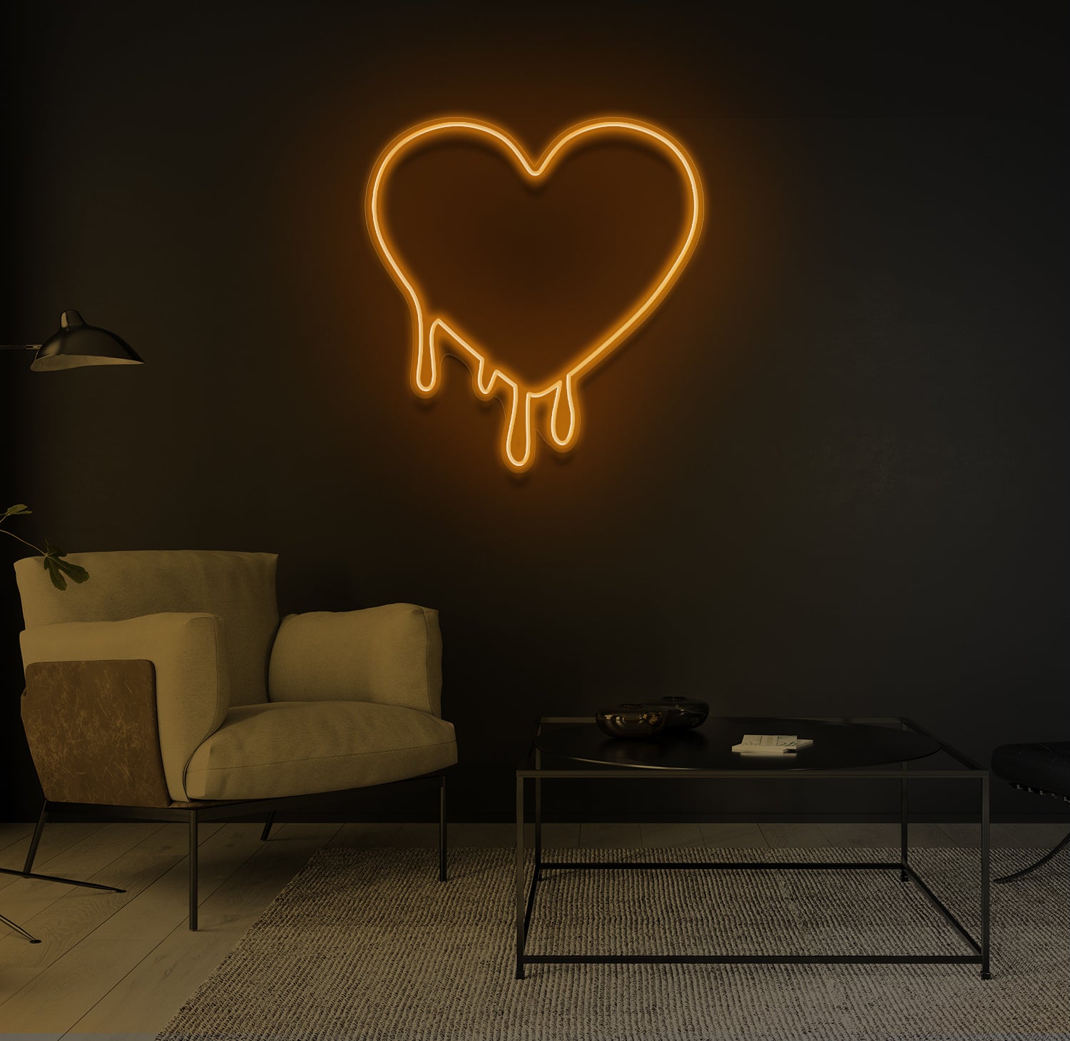 "Drippy Hjerte" LED neonskilt